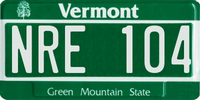 VT license plate NRE104