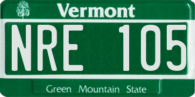 VT license plate NRE105