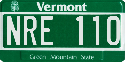 VT license plate NRE110