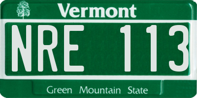 VT license plate NRE113