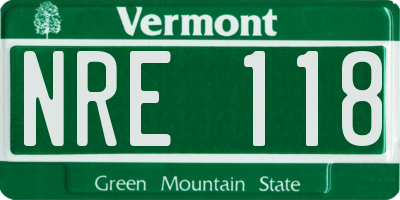 VT license plate NRE118