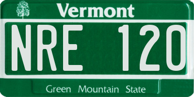 VT license plate NRE120
