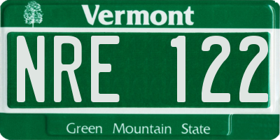 VT license plate NRE122