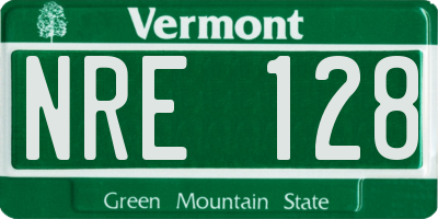 VT license plate NRE128
