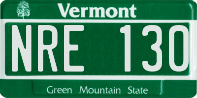 VT license plate NRE130