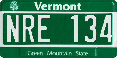 VT license plate NRE134
