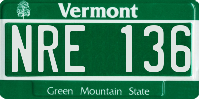 VT license plate NRE136
