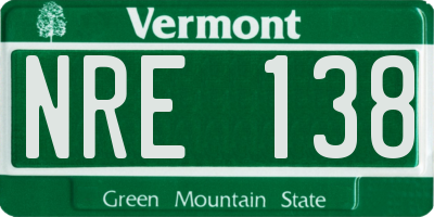 VT license plate NRE138