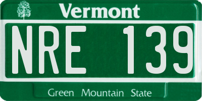 VT license plate NRE139