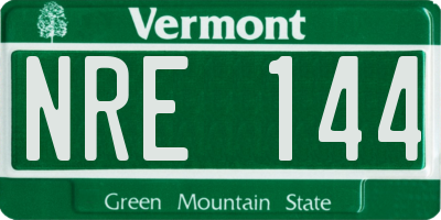 VT license plate NRE144