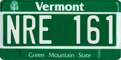 VT license plate NRE161