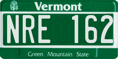 VT license plate NRE162