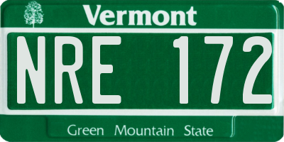 VT license plate NRE172