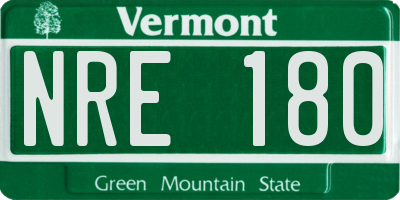 VT license plate NRE180