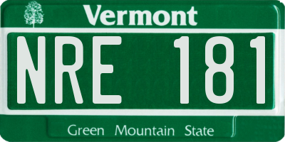 VT license plate NRE181
