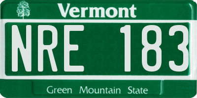 VT license plate NRE183