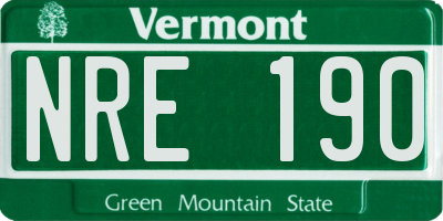 VT license plate NRE190