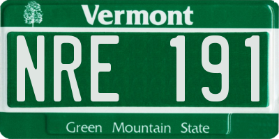 VT license plate NRE191