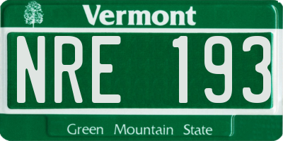 VT license plate NRE193