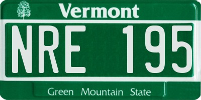 VT license plate NRE195