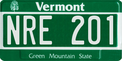 VT license plate NRE201