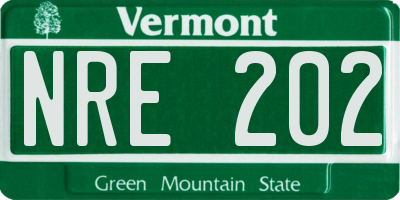 VT license plate NRE202