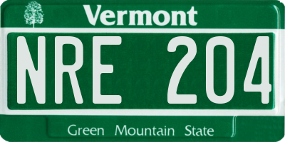VT license plate NRE204