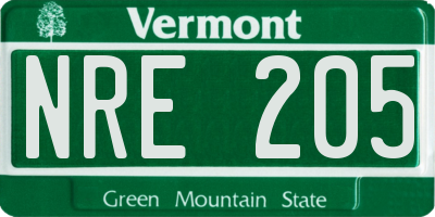 VT license plate NRE205