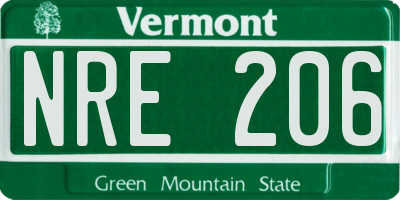 VT license plate NRE206