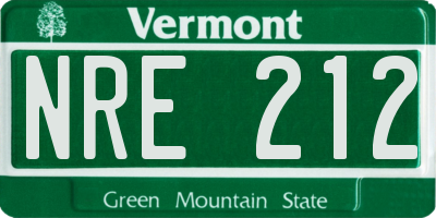 VT license plate NRE212