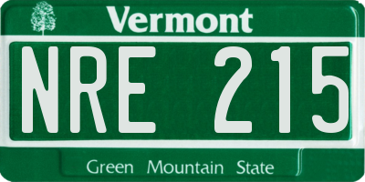 VT license plate NRE215