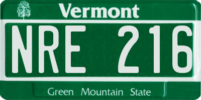 VT license plate NRE216
