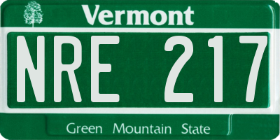 VT license plate NRE217