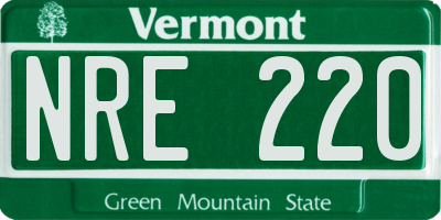 VT license plate NRE220
