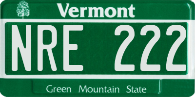 VT license plate NRE222