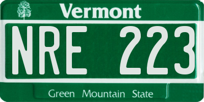 VT license plate NRE223