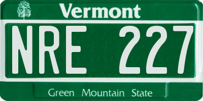 VT license plate NRE227