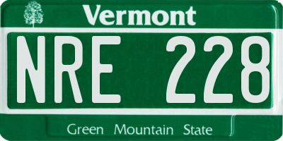 VT license plate NRE228