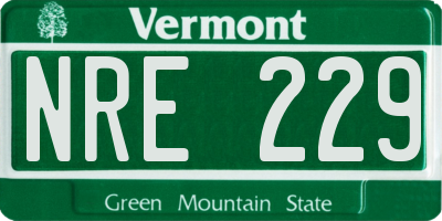 VT license plate NRE229
