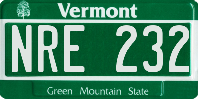 VT license plate NRE232