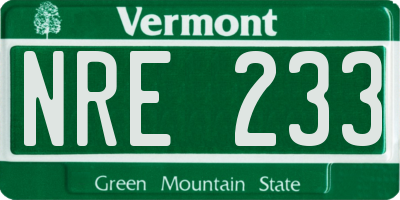 VT license plate NRE233