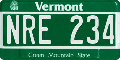 VT license plate NRE234