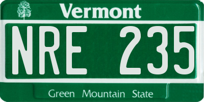 VT license plate NRE235