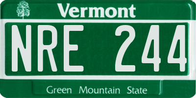 VT license plate NRE244