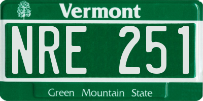 VT license plate NRE251