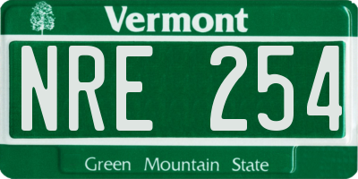 VT license plate NRE254
