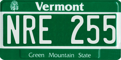 VT license plate NRE255