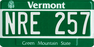 VT license plate NRE257