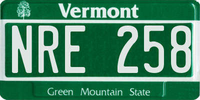 VT license plate NRE258