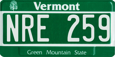 VT license plate NRE259